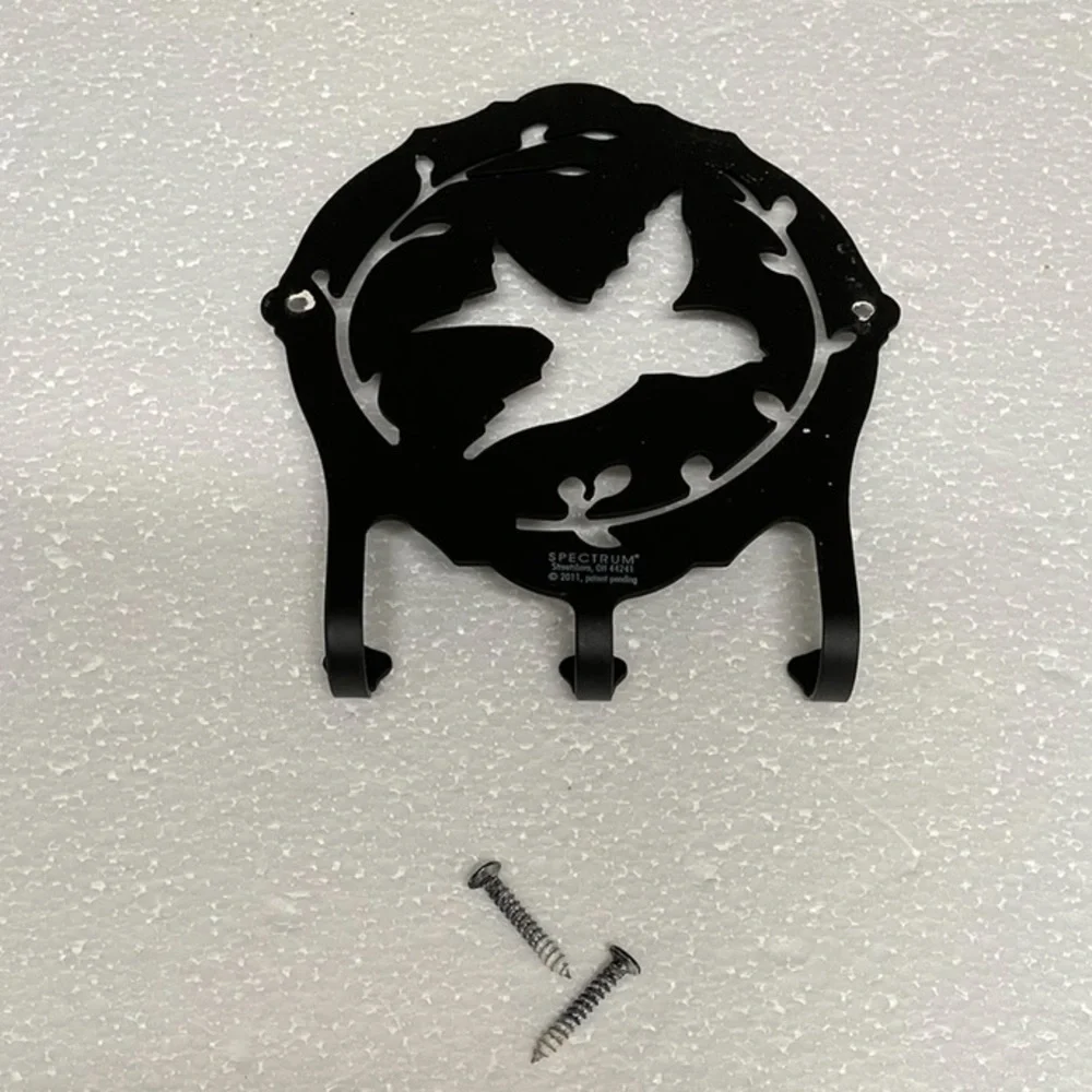 EUC Spectrum Lightweight Black Metal Dove Wall Plaque & 3 prong & Key Holder